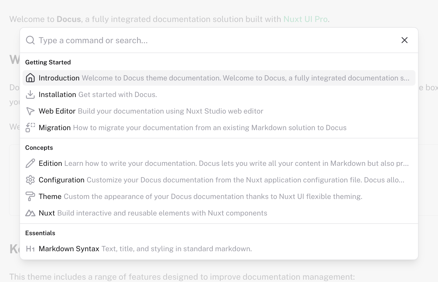 Navigation intégrée et recherche plein texte